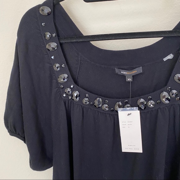 NWT BCBG Black Jewel Embellished Neckline XL - Picture 5 of 10